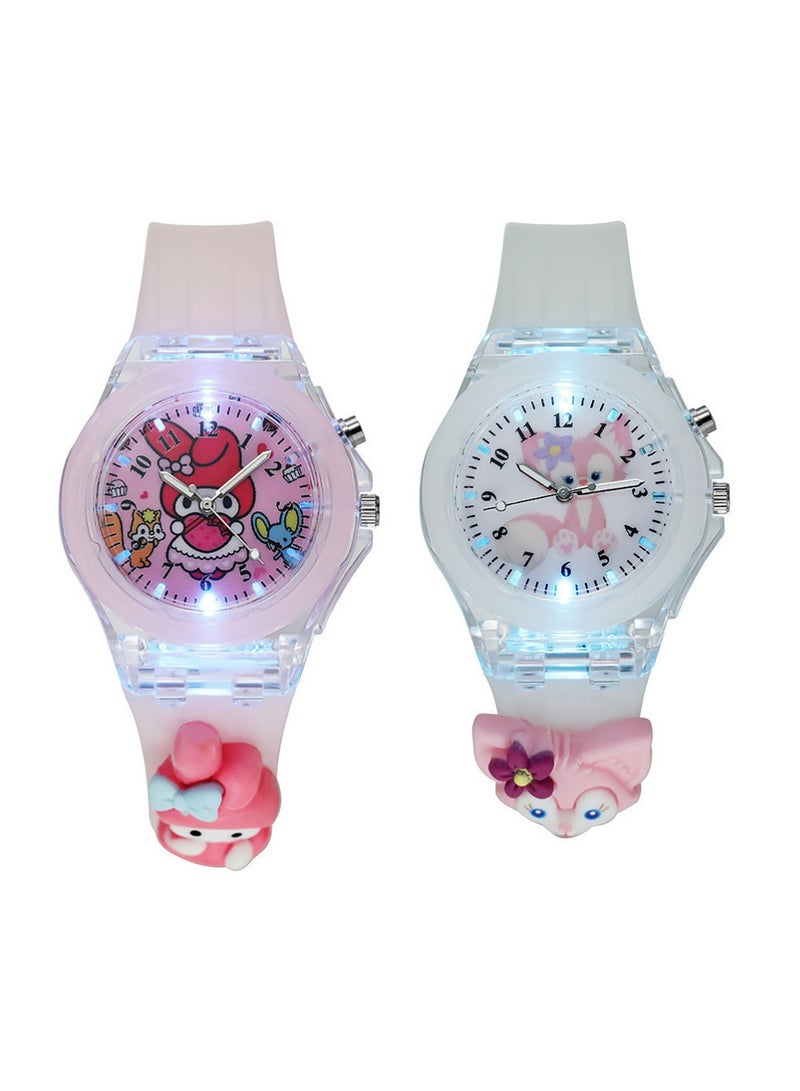 Haoyou 2 Pcs Kids Watches,3D Lovely Cartoon Digital Sport Watch Silicone Wristwatches Best Gift for 3-11 Year Old Girls Boys,Time Teaching Easy to Read Time Clearly at Night - Image 1