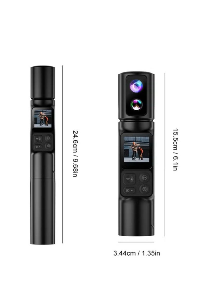 6K Ultra HD Handheld Action Camera – Waterproof, Wifi, Wide Angle Lens, 350° Rotating Lens, 50MP Vlogging Camera, Touch Screen,2600mAh+2600mAh Battery - Image 2