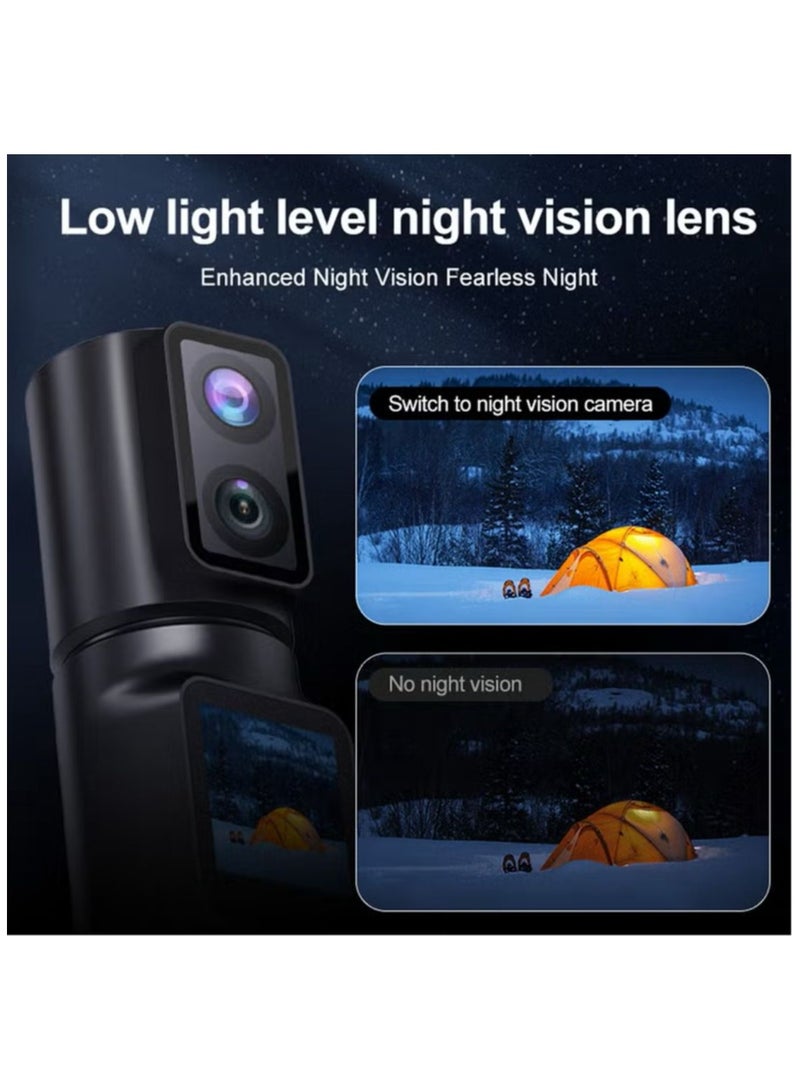 6K Ultra HD Handheld Action Camera – Waterproof, Wifi, Wide Angle Lens, 350° Rotating Lens, 50MP Vlogging Camera, Touch Screen,2600mAh+2600mAh Battery - Image 4