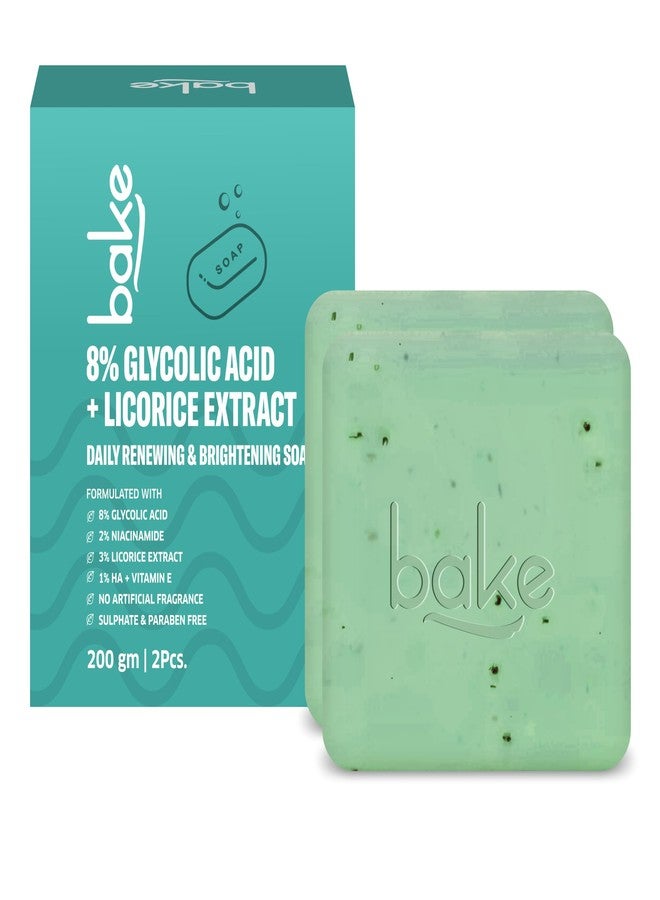 BAKE 8% Glycolic Acid Scrub Treatment Soap (200 Gms Pack of 2) with 3% Niacinamide | For Pigmentation, Exfoliation, Tan Removal, Brightens Underarms | For Women & Men | 100g x 2 (Pack of 2) - Image 1