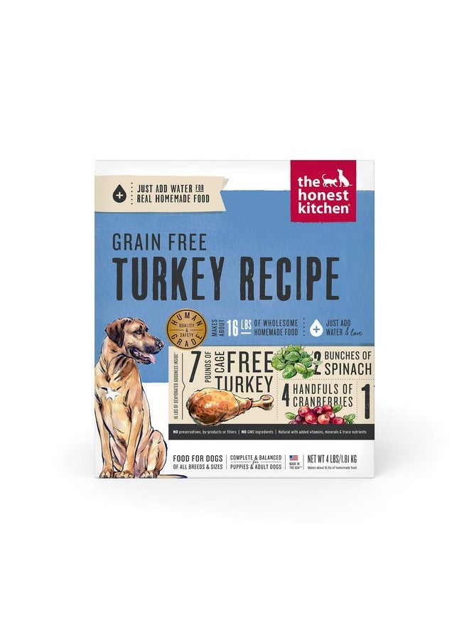 the honest kitchen - The Honest Kitchen Human Grade Dehydrated Grain Free Dog Food - Complete Meal or Dog Food Topper - Turkey 4 lb (makes 16 lbs) - Image 1
