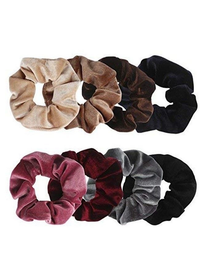 Fameza Velvet Scrunchies Hair Scrunchy Elastics Bobble Hair Bands Headbands Women Scrunchies Hair Ties Ponytail Holder For Girls And Women 8 Pieces  - Image 2