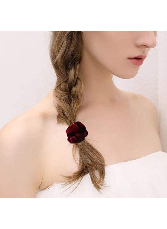 Fameza Velvet Scrunchies Hair Scrunchy Elastics Bobble Hair Bands Headbands Women Scrunchies Hair Ties Ponytail Holder For Girls And Women 8 Pieces  - Image 5