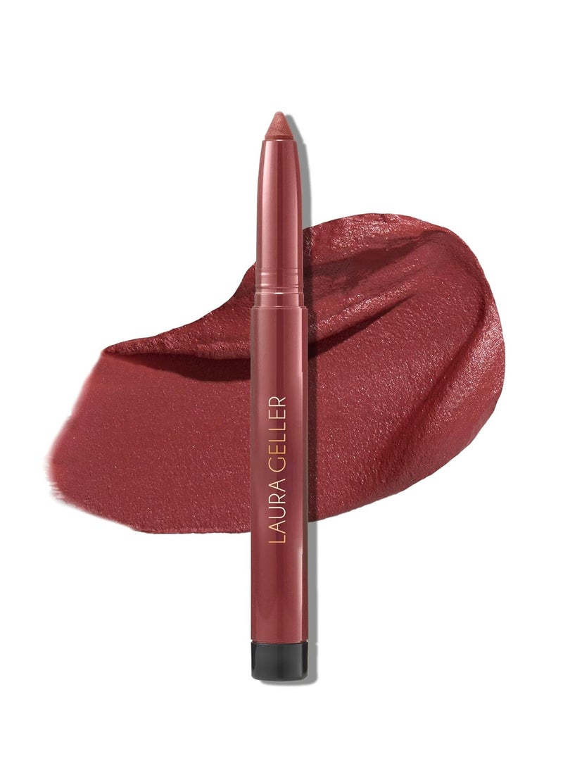 LAURA GELLER NEW YORK Kajal Longwear Matte Lip Color Transfer Proof Nourishing Formula with Built In Sharpener Dahlia - Image 1