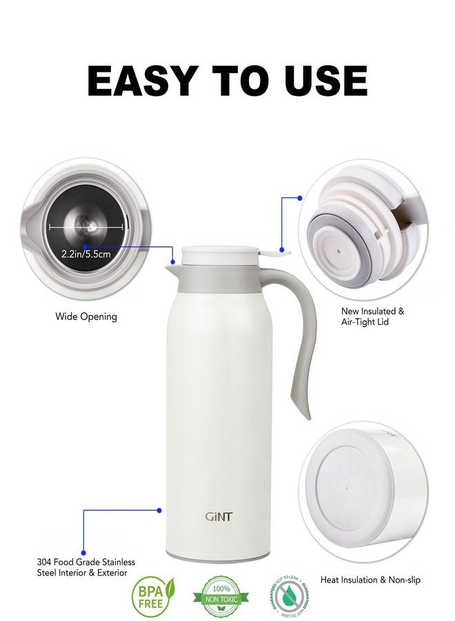GiNT 51 Oz Stainless Steel Thermal Coffee Carafe, Double Walled Vacuum Insulated Flask, 12 Hour Heat Retention, 1.5 Liter Tea, Water, and Coffee Dispenser (Upgraded version White) - Image 4