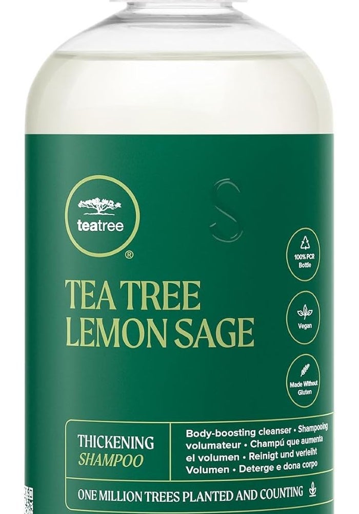 Tea Tree Lemon Sage Thickening Shampoo - 300 ml - Volumizing Cleanser for Fine Hair - Image 1