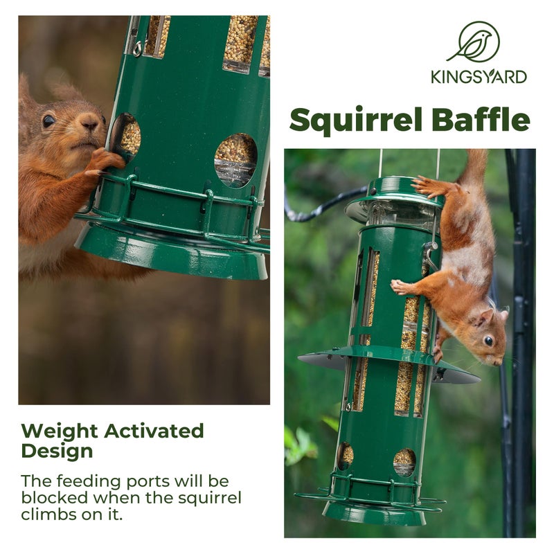 Kingsyard Squirrel Proof Bird Feeders with Weight-Activated Perches, Metal Wild Bird Feeder for Outdoors Hanging, 3 lb Large Seed Capacity, Green - Image 3