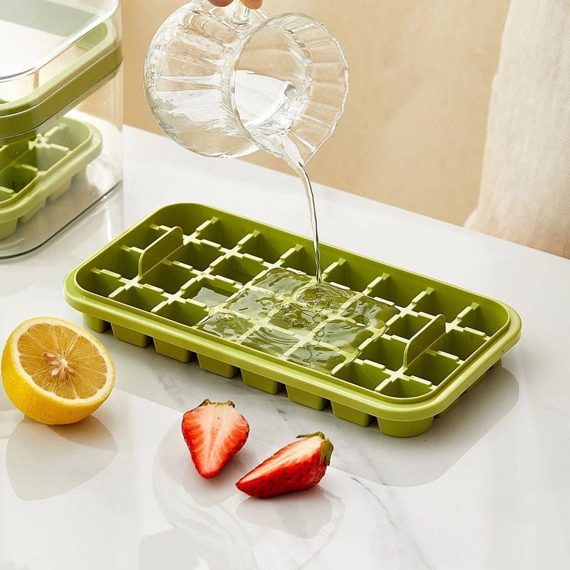 TERXA Ice Cube Tray with Lid Bin Square Ice Cubes Mold Spill Resistant Removable Lid Ice Freezer Container Kitchen Tool Accessories Pack of 1Multicolor - Image 2