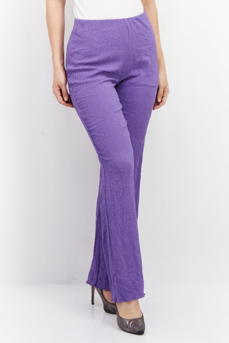 Misfit Women Regular Fit Embroidered Logo Wide Leg Pant, Purple - Image 1