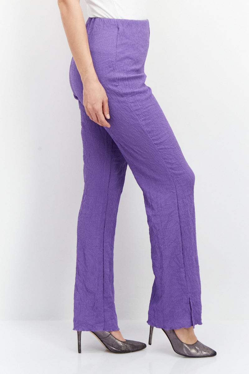 Misfit Women Regular Fit Embroidered Logo Wide Leg Pant, Purple - Image 3