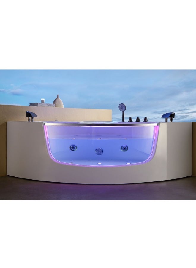 DANUBE HOME Milano Hana Massage Bathtub 1500*1500*650 W/ Matt Grey Mixer | Acrylic Body with Metal Rod Support Massage Bathtub | Bath Tub With Massager For Toilet Bathroom - White  - Image 1