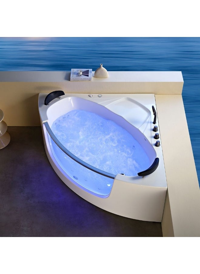 DANUBE HOME Milano Hana Massage Bathtub 1500*1500*650 W/ Matt Grey Mixer | Acrylic Body with Metal Rod Support Massage Bathtub | Bath Tub With Massager For Toilet Bathroom - White  - Image 3