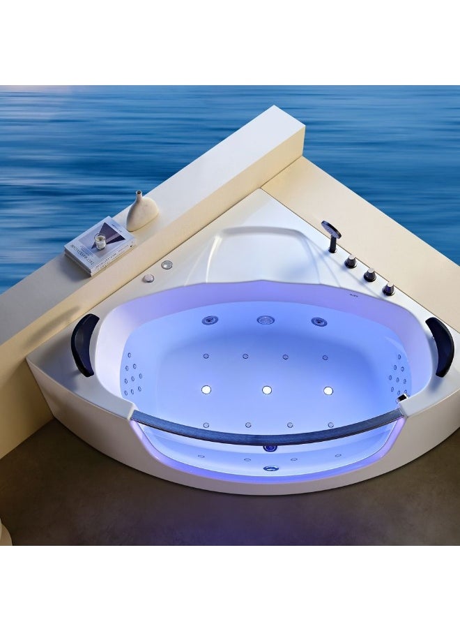 DANUBE HOME Milano Hana Massage Bathtub 1500*1500*650 W/ Matt Grey Mixer | Acrylic Body with Metal Rod Support Massage Bathtub | Bath Tub With Massager For Toilet Bathroom - White  - Image 4