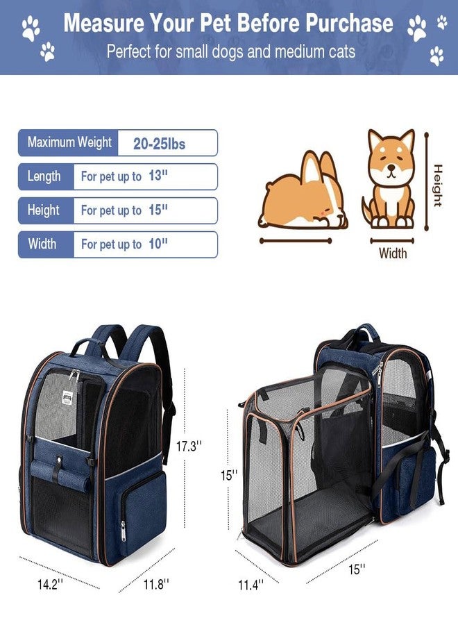Lekebobor Extra Large Cat Backpack Carrier Expandable Pet Carrier Backpack for Small Dogs Medium Cats Fit Up to 18 Lbs, Dog Backpack Carrier, Foldable Puppy Backpack Carrier for Travel, Hiking,Blue - Image 2