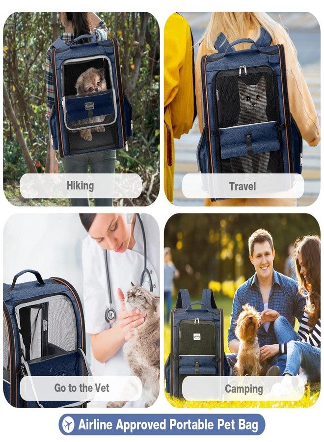 Lekebobor Extra Large Cat Backpack Carrier Expandable Pet Carrier Backpack for Small Dogs Medium Cats Fit Up to 18 Lbs, Dog Backpack Carrier, Foldable Puppy Backpack Carrier for Travel, Hiking,Blue - Image 4