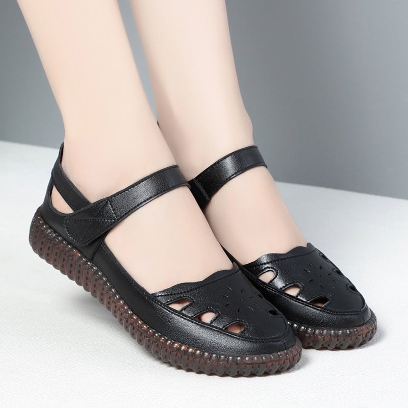 Summer Sandals For Middle-Aged And Elderly Mothers Comfortable Non-Slip Tendon Bottom Women'S Shoes Soft Bottom Lightweight Old Shoes Grandma Leather Shoes - Image 5