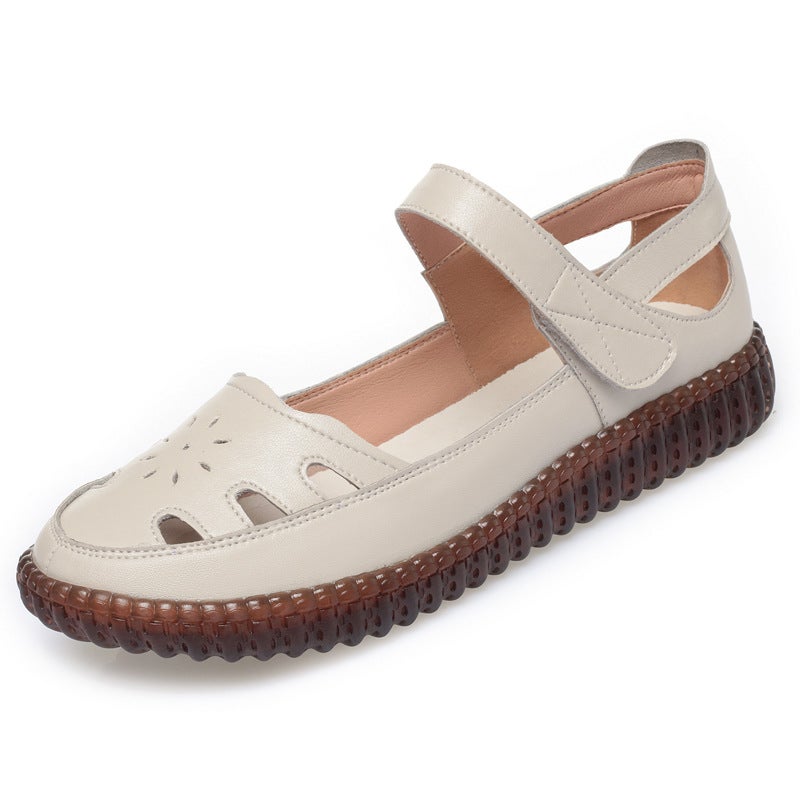 Summer Sandals For Middle-Aged And Elderly Mothers Comfortable Non-Slip Tendon Bottom Women'S Shoes Soft Bottom Lightweight Old Shoes Grandma Leather Shoes - Image 1