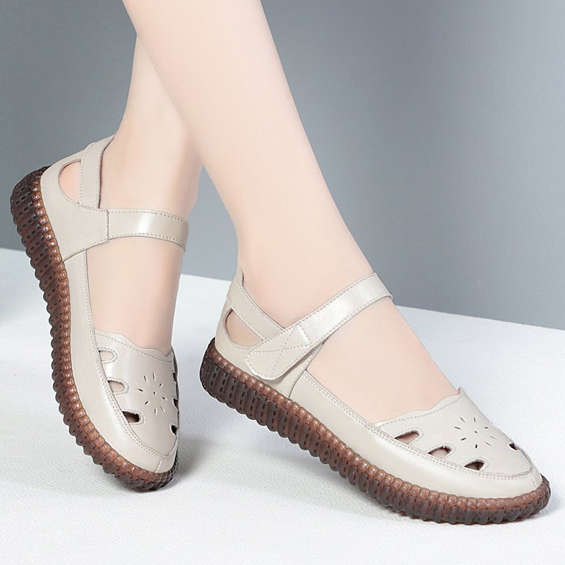 Summer Sandals For Middle-Aged And Elderly Mothers Comfortable Non-Slip Tendon Bottom Women'S Shoes Soft Bottom Lightweight Old Shoes Grandma Leather Shoes - Image 2