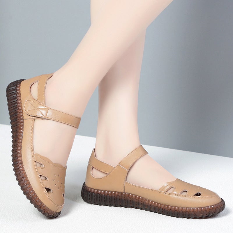 Summer Sandals For Middle-Aged And Elderly Mothers Comfortable Non-Slip Tendon Bottom Women'S Shoes Soft Bottom Lightweight Old Shoes Grandma Leather Shoes - Image 4