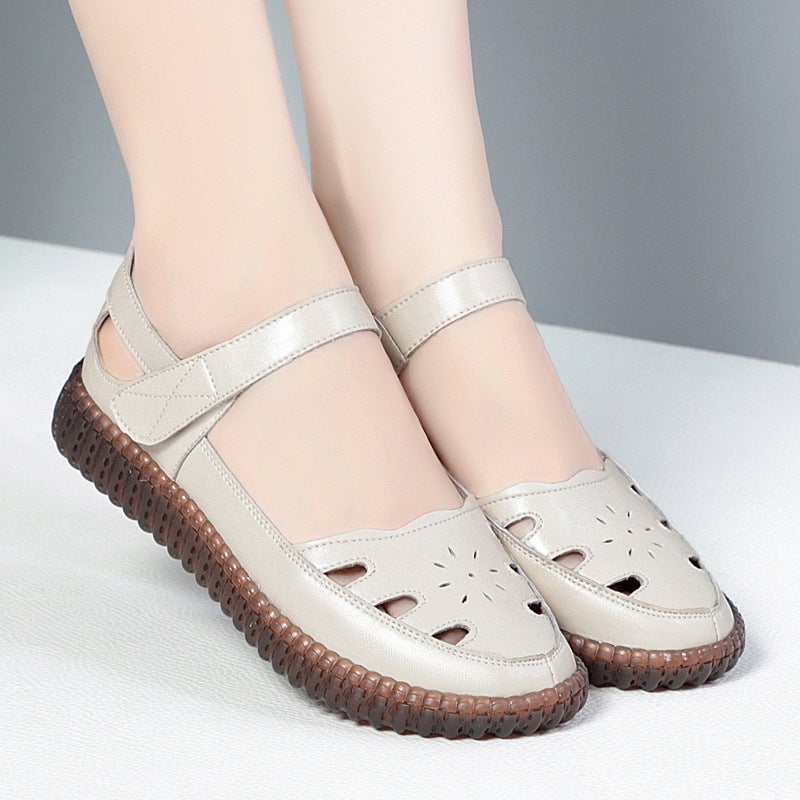 Summer Sandals For Middle-Aged And Elderly Mothers Comfortable Non-Slip Tendon Bottom Women'S Shoes Soft Bottom Lightweight Old Shoes Grandma Leather Shoes - Image 3
