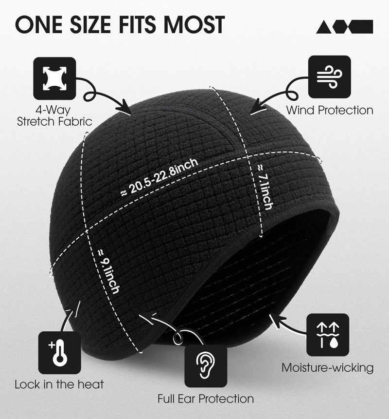 SUNMECI Winter Thermal Helmet Liner Skull Cap, Fleece Lined Warm Cycling Cap Ski Hat Beanie for Men Women Black - Image 3