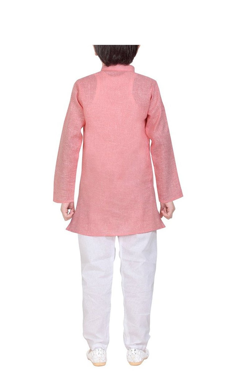 Royal Kurta 100% Cotton Kurta Pyjama Set For Kids (Pink,30) - Image 3
