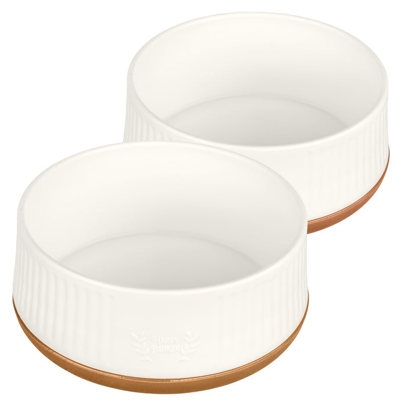 Harry Barker Small Modern Dog Bowls, 2-Pack Eco-Friendly Plastic Pet Food & Water Bowls, Non-Slip Base, Dishwasher Safe, BPA-Free, Neutral Design - Image 1