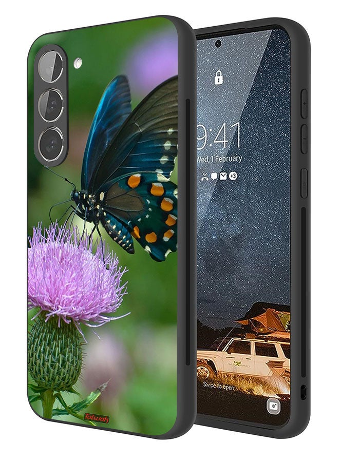Tolwak Samsung Galaxy S23 Plus 5G Protective Case Cover Butterfly Sitting On Flower - Image 1