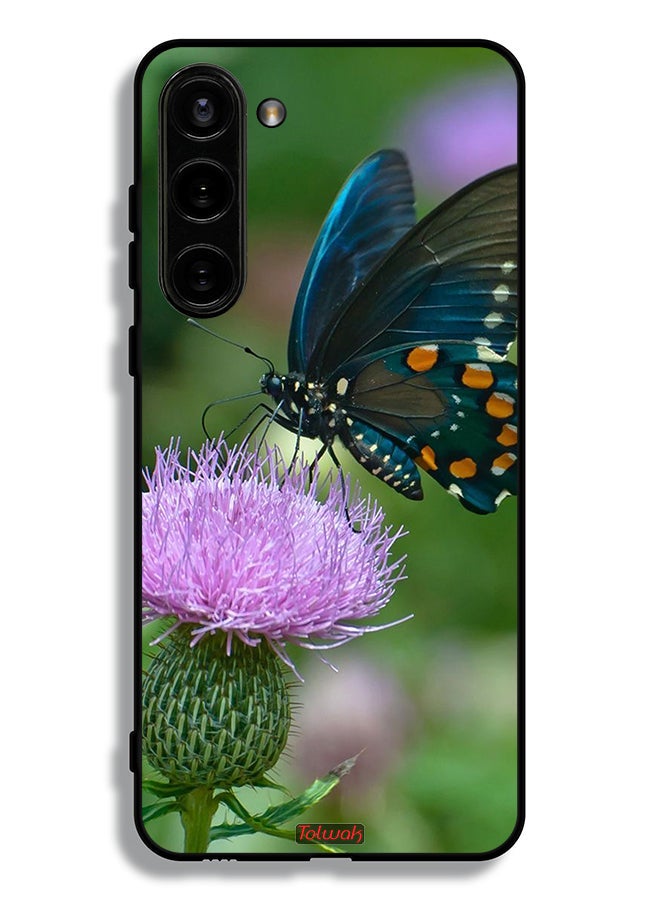 Tolwak Samsung Galaxy S23 Plus 5G Protective Case Cover Butterfly Sitting On Flower - Image 3