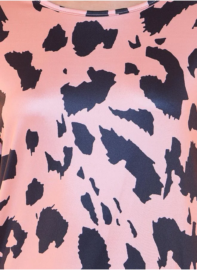 Take Two Leopard Print Round Neck Nightdress