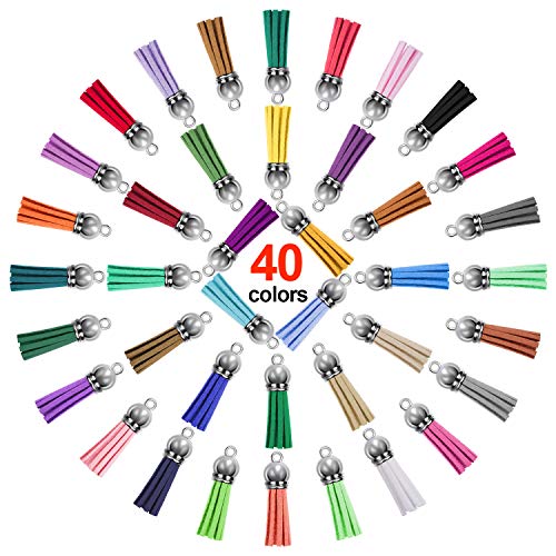 Duufin 200 Pieces Keychain Tassels Bulk Leather Tassel Colored Tassel Pendants for DIY Keychain and Craft, 40 Colors… - Image 2