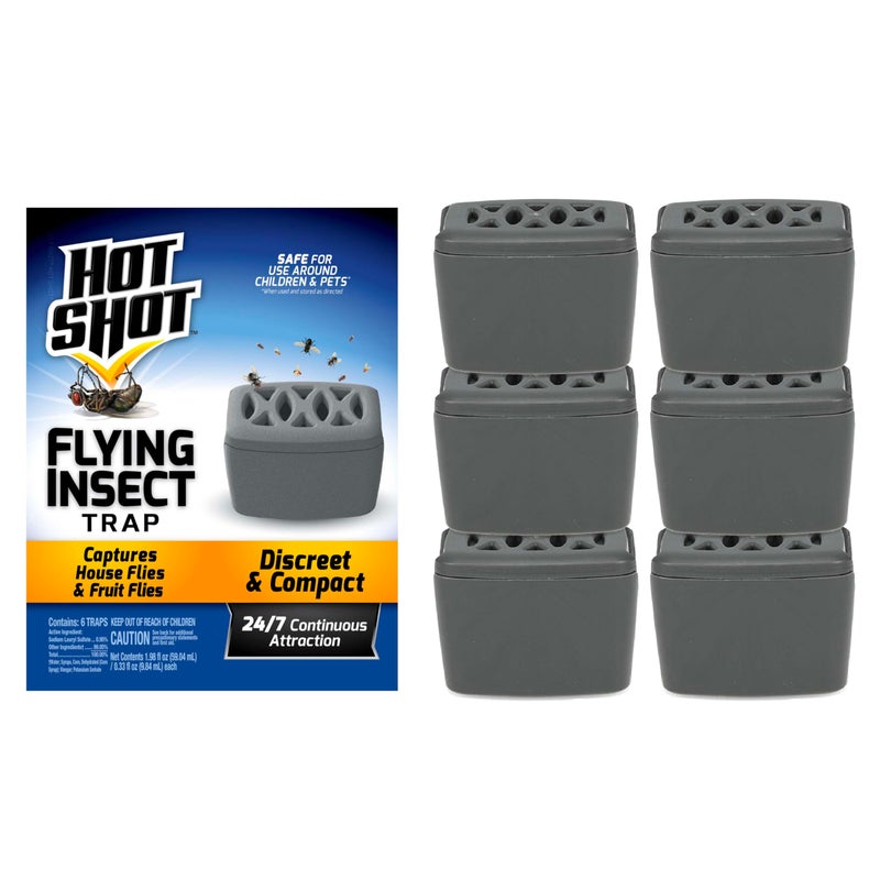 Hot Shot Flying Insect Trap Discreet HassleFree Trap Attracts Captures House and Fruit Flies 247 Continuous Attraction No Plugin Or Electricity Needed 6 Count 984ml Each - Image 2