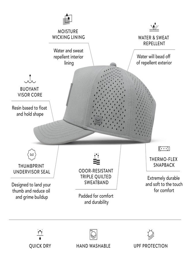 melin Odysea Stacked Hydro, Heather Grey, Men's Performance Snapback Hats, Water-Resistant Fitted Baseball Caps for Men & Women, Golf, Running, or Workout Hat, Medium-Large - Image 2