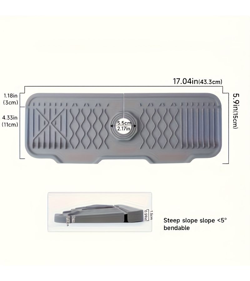 1pc Blackish Green Kitchen Sink Mat Silicone Drain Tray With Two Pipes 5 Degree Slope And 90 Degree Foldable Design Water Flow Indicator Handle Drip Catcher Non Slip Splash Guard Easy Clean Durable - Image 3