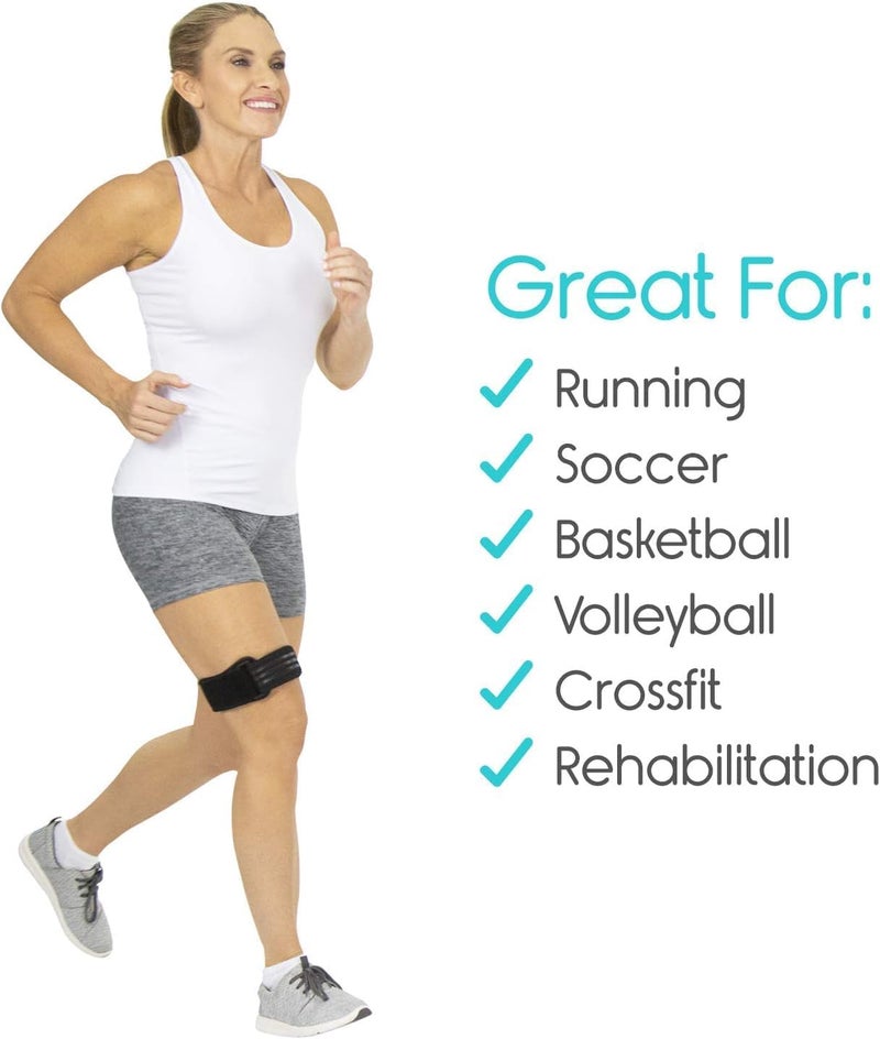 VIVE حزام شريط IT - (عبوة 2) لف ضغط شريط الإليوتيبال - دعم ألم خارج الركبة، الورك، الفخذ ومتلازمة ITB - دعامة نيونبرين للجري والتمارين الرياضية - مثبت رياضي للرجال والنساء - Image 4