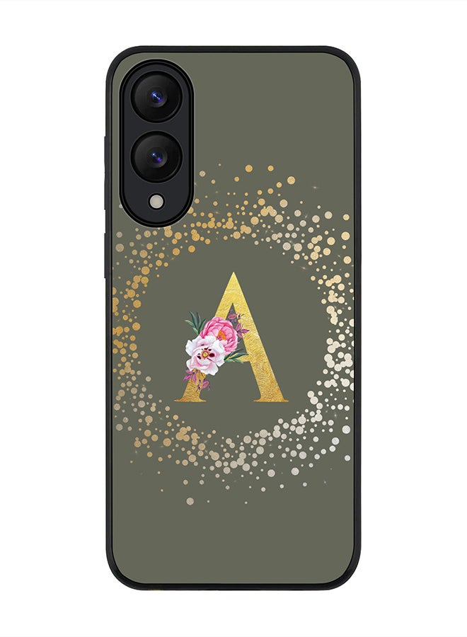 Stylizedd For Samsung Galaxy S25 Edge Case,Slim fit Camera Protection, Shockproof Thin Phone cover  - Custom Monogram Floral - A  (Olive Green )