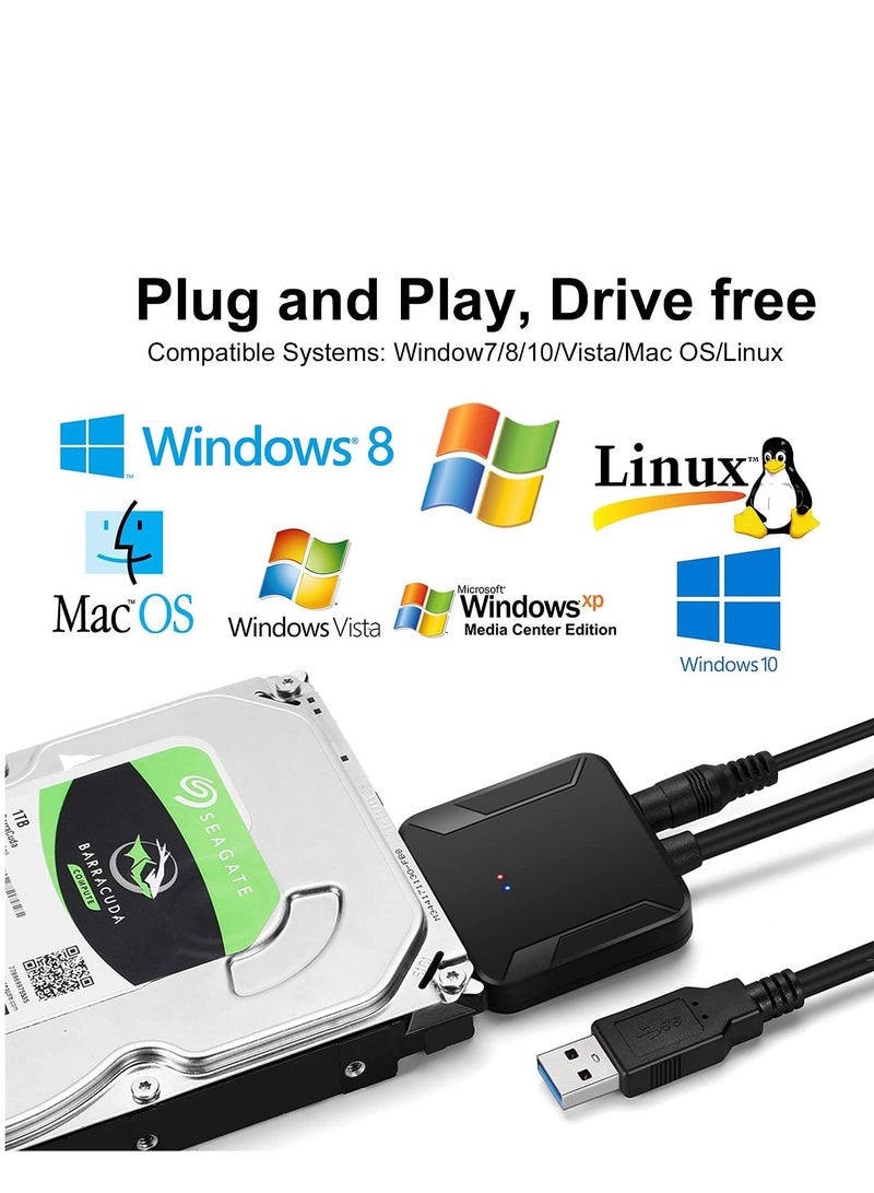 SYOSI كابل محول SYOSI USB 3.0 إلى SATA III، محول USB إلى SATA مع محول UASP SATA إلى USB لقرص القرص الصلب 2.5 بوصة 3.5 بوصة HDD ومحرك الحالة الصلبة SSD - Image 3