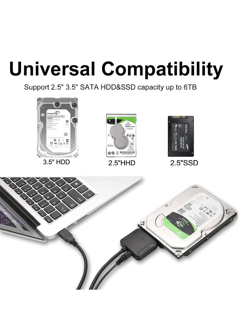 SYOSI كابل محول SYOSI USB 3.0 إلى SATA III، محول USB إلى SATA مع محول UASP SATA إلى USB لقرص القرص الصلب 2.5 بوصة 3.5 بوصة HDD ومحرك الحالة الصلبة SSD - Image 2