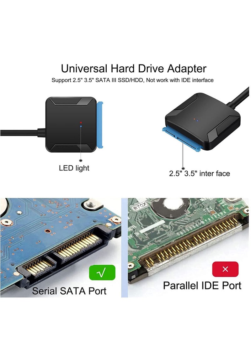 SYOSI كابل محول SYOSI USB 3.0 إلى SATA III، محول USB إلى SATA مع محول UASP SATA إلى USB لقرص القرص الصلب 2.5 بوصة 3.5 بوصة HDD ومحرك الحالة الصلبة SSD - Image 5
