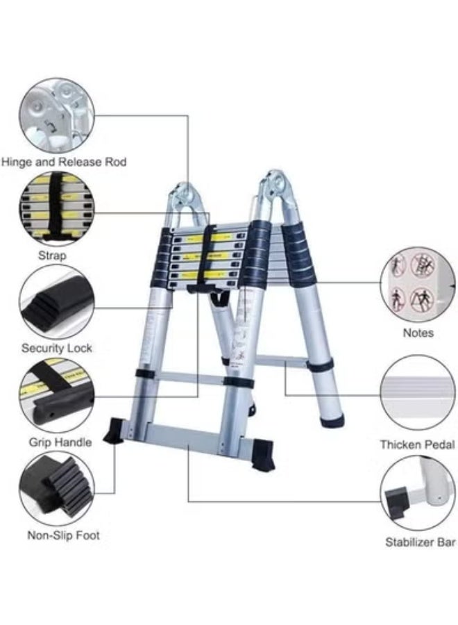 Aluminum Telescopic Ladder - Lightweight & Durable Folding Multi-Purpose Ladder for Easy Daily Use - Image 3