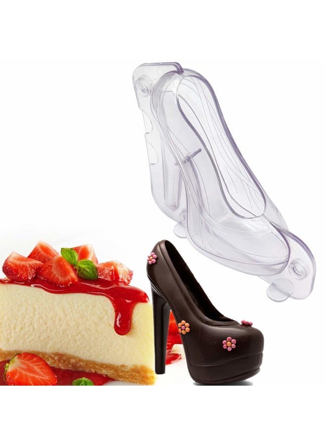 Besimple Big Size 3D High Heel Shoe Chocolate Mold, 7.5" x 7" x 2.7" Crystal Jelly Lady Shoes Mould with 3 Clips Candy Cake Decoration Desserts Fondant Model DIY Home Baking Pastry Tool - Image 5