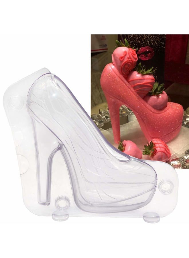 Besimple Big Size 3D High Heel Shoe Chocolate Mold, 7.5" x 7" x 2.7" Crystal Jelly Lady Shoes Mould with 3 Clips Candy Cake Decoration Desserts Fondant Model DIY Home Baking Pastry Tool - Image 4