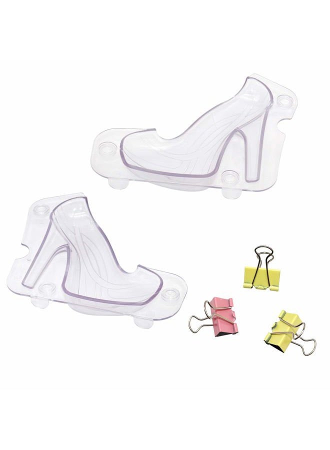 Besimple Big Size 3D High Heel Shoe Chocolate Mold, 7.5" x 7" x 2.7" Crystal Jelly Lady Shoes Mould with 3 Clips Candy Cake Decoration Desserts Fondant Model DIY Home Baking Pastry Tool - Image 2