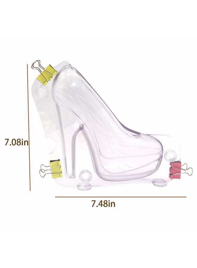 Besimple Big Size 3D High Heel Shoe Chocolate Mold, 7.5" x 7" x 2.7" Crystal Jelly Lady Shoes Mould with 3 Clips Candy Cake Decoration Desserts Fondant Model DIY Home Baking Pastry Tool - Image 3
