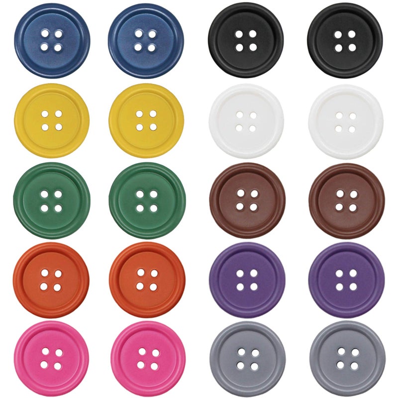 Raydodo 50 PCS 25mm 1 Inch Buttons for Crafts Large Buttons 4 Hole Round Sewing Buttons Mixed Spray Colored Craft Buttons for Sewing Scrapbooking and DIY Crafts Each Color 5 Pcs