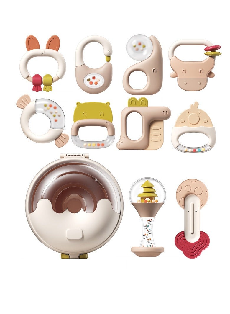 MIXDE 11-Piece Baby Teething Toy Set, Grip Training Sensory Toy Set,Food Grade Silicone Material, Early Education Toy Set  - Image 1