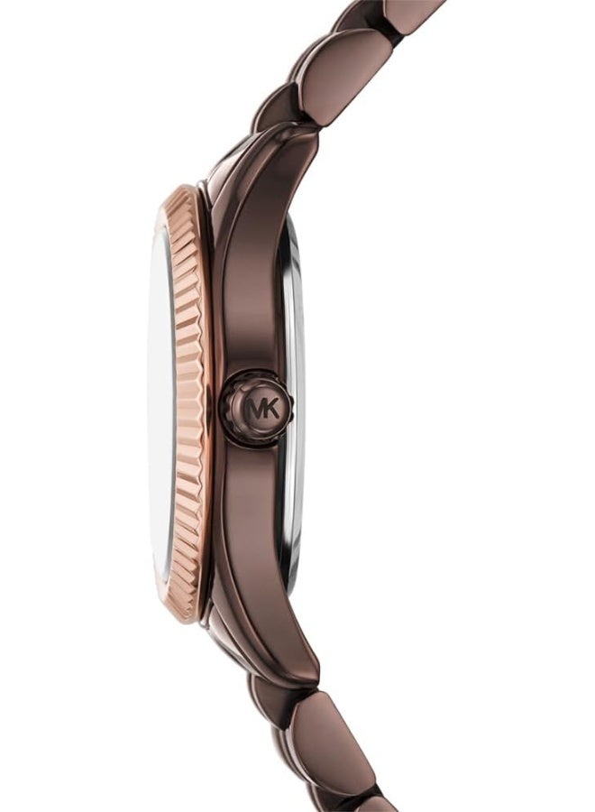 Michael Kors Women Lexington Analog Quartz Watch for Women, 26 mm Case Diameter, Rose Gold/Brown MK4844 - Image 2