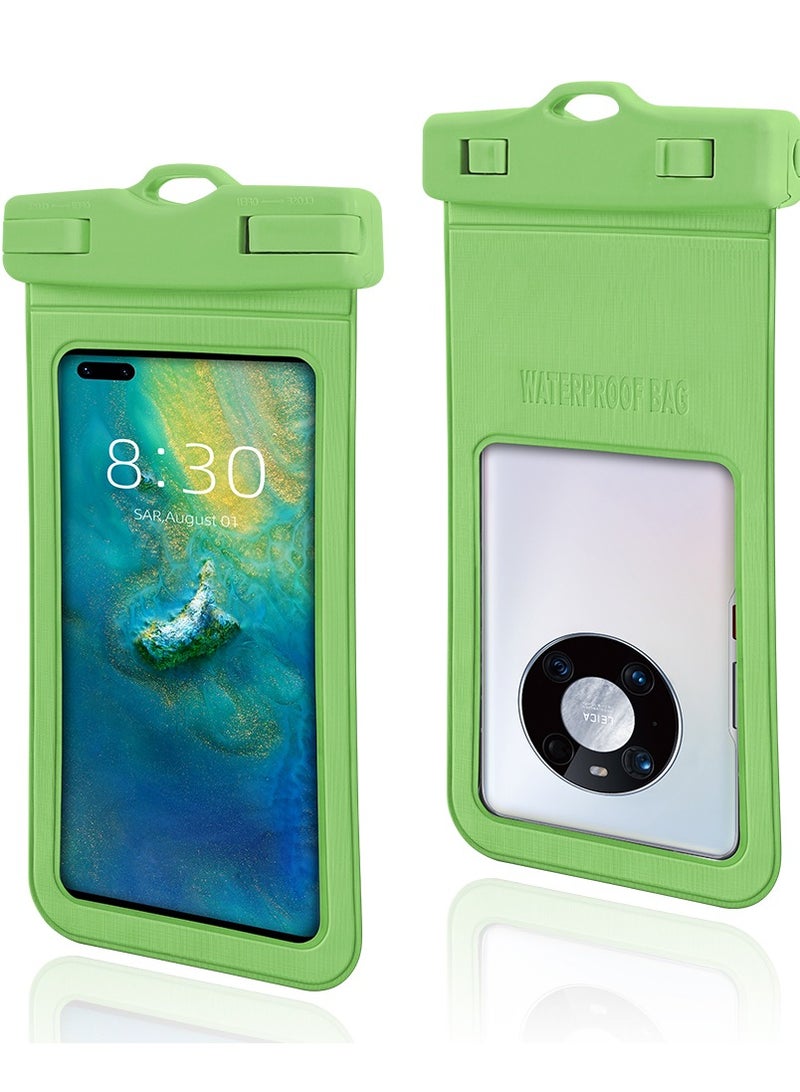 Generic Waterproof Phone Pouch, 1 Pack, Touch Unlock, Rainproof & Waterproof case for Apple iPhone,Samsung,Motorola,OnePlus, up to 7.2 Inches （Green）  - Image 1