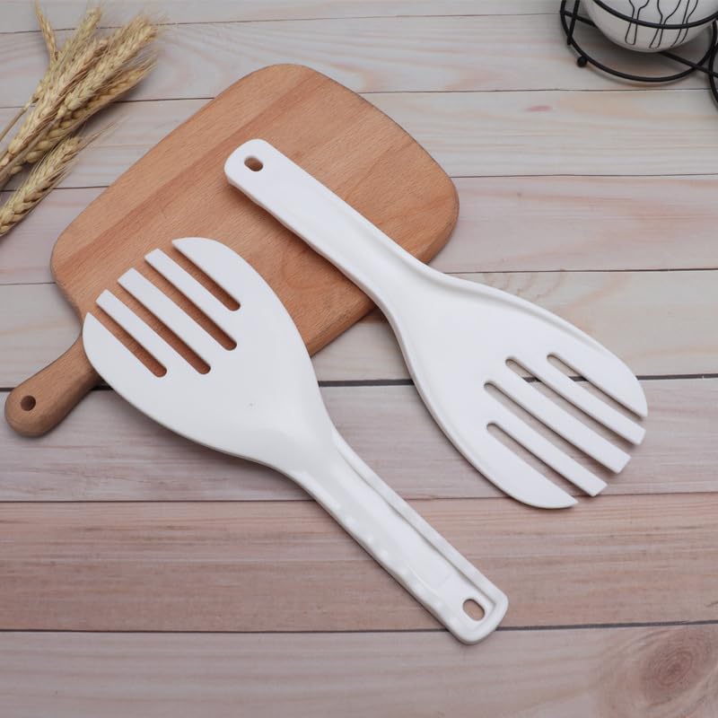 Txuolin White Jumbo Large Rice Paddle Spatula Scoop Fork-Like, Plastic Serving Spoons, Rice and Potato Servers Serving Spoons (10.63",27 cm) - Image 1