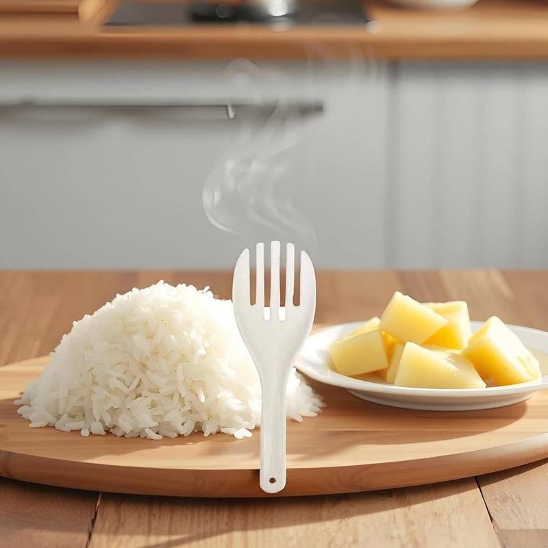 Txuolin White Jumbo Large Rice Paddle Spatula Scoop Fork-Like, Plastic Serving Spoons, Rice and Potato Servers Serving Spoons (10.63",27 cm) - Image 5
